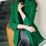 Otoño Invierno mujer Formal Blazer señoras Beige caqui negro verde manga larga chaqueta femenina de un solo pecho