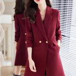 Women Business Work Wear Long Formal Blazer Ladies Red Black Blue Solid Female Jacket Coat For Autumn Winter