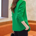 אופנה נשים בגדי עבודה בלייזר משרד נשים נקבה כתום שחור ירוק משובץ שרוולים ארוכים מעיל רשמי עם חזה חד ג