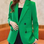 Fashion Women Work Wear Blazer Office Ladies Female Orange Black Green Plaid Long Sleeve Single Breasted Formal Jacket C