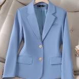 مكتب السيدات ملابس العمل السترة المرأة سترة طويلة الأكمام الأزرق المشمش القهوة الإناث معطف رسمي ضيق لخريف وشتاء