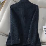 Fashion Coffee Blue Black Striped Ladies Casual Blazer Women Long Sleeve Single Button Female Autumn Winter Jacket With 