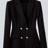 Blanco naranja negro café señoras Blazer mujer doble botonadura manga completa trabajo de negocios chaqueta Formal