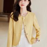 Fashion Casual Female Blazer Women Yellow Beige Blue Pink Long Sleeve O Neck Autumn Winter Ladies Jacket