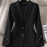 Beige Coffee Black Women Formal Blazer Ladies Female Long Sleeve Single Breasted Solid Work Wear Jacket For Autumn Winte