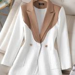 White Black Women Solid Casual Blazer Coat Female Long Sleeve Single Button Ladies Straight Jacket With Pocket  Blazers