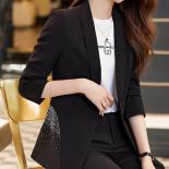 Spring Autumn Blue Black White Blazer Women Ladies Female Business Work Wear Long Sleeve Formal Jacket