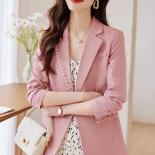 Ladies Blazer Women Green Apricot Pink Black Solid Long Sleeve Single Button Slim Jacket Female Business Work Wear Forma