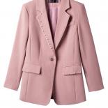 Fashion Ladies Blazer Women Green Apricot Pink Black Single Button Slim Jacket Female Business Work Wear Formal Coat