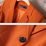 Orange Pink Black Women's Formal Blazer Ladies Female Long Sleeve Solid Slim Business Work Wear Jacket