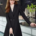 נשים סתיו חורף ארוך בלייזר משמש שחור מוצק משרד נשים נשים עבודה ללבוש מעיל רשמי מעיל
