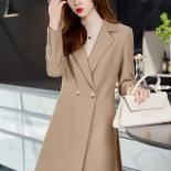 Women Autumn Winter Long Blazer Apricot Black Solid Office Ladies Female Work Wear Formal Jacket Coat