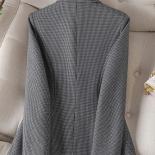 Gray Apricot Plaid Ladies Blazer Women Formal Jacket Long Sleeve Single Button Female Business Work Wear Coat