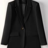 Blazer épais pour femme, ample et formel, café noir, manches longues, veste à bouton unique, pour le bureau, automne et hiver