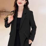 אופנה נשים מעיל בלייזר רופף משמש שחור חאקי נשי שרוולים ארוכים מעיל לבוש יחיד לסתיו החורף