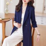 High Quality Women Business Work Wear Long Formal Blazer Ladies Red Coffee Blue Solid Female Jacket Coat For Autumn Wint