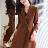 High Quality Women Business Work Wear Long Formal Blazer Ladies Red Coffee Blue Solid Female Jacket Coat For Autumn Wint