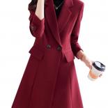 עבודה עסקית נשים באיכות גבוהה ללבוש בלייזר רשמי ארוך נשים אדום קפה כחול מעיל מעיל נשי מוצק לסתיו חורף