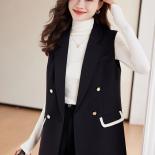 Fashion Ladies Casual Sleeveless Blazer Women Autumn Winter Long Sleeve Single Breasted Black Beige Female Coat Jacket