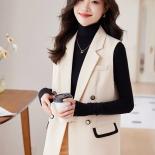 Fashion Ladies Casual Sleeveless Blazer Women Autumn Winter Long Sleeve Single Breasted Black Beige Female Coat Jacket