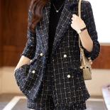 New Arrival Ladies Loose Blazer Women Black Plaid Long Sleeve Double Breasted Casual Female Jacket Coat For Autumn Winte
