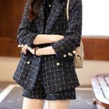 Nova chegada senhoras solto blazer feminino preto xadrez manga longa duplo breasted casual casaco feminino para o outono winte