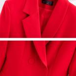 Noir rouge rose automne hiver femmes Blazer dames bureau affaires vêtements de travail veste femme à manches longues Double bout