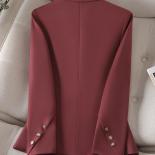 Long Sleeve Business Work Wear Women Blazer Ladies Black Khaki Red Solid Female Slim Formal Jacket For Autumn Winter  Bl