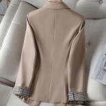 Women Black Brown Khaki Casual Blazer Coat Spring Autumn Ladies Long Sleeve Single Button Solid Jacket Female  Blazers