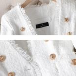 Long Sleeve Single Breasted Casual Blazer Women Ladies Autumn Winter Black White Plaid Vneck Button Decoration Coat Jack