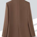 Blue Apricot Coffee Black Women Formal Blazer Ladies Female Long Sleeve Double Breasted Straight Jacket Coat