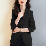 Pink Apricot Black Women Formal Blazer Ladies Female Single Button Long Sleeve Solid Jacket Coat For Autumn Winter