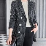 Fashion Ladies Blazer Black Pink White Plaid Casual Women Jacket Long Sleeve Triple Breasted Female Autumn Winter Coat