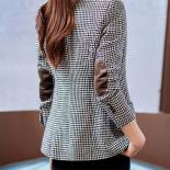 Coffee Gray Plaid Single Breasted Women Blazer For Autumn Winter Office Ladies Female Business Work Formal Jacket With P