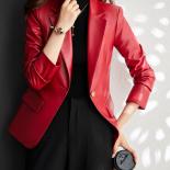 Fashion Autumn Winter Women Solid Blazer Coat Female Red Coffee Black Long Sleeve Single Button Slim Jacket Ladies  Blaz