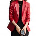 Fashion Autumn Winter Women Solid Blazer Coat Female Red Coffee Black Long Sleeve Single Button Slim Jacket Ladies  Blaz