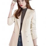 Ladies Formal Business Work Wear Blazer Coat Pink Beige Black Solid Women Female Long Sleeve Triple Breasted Jacket  Bla