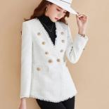 Female Black White Plaid Vneck Casual Blazer Women Ladies Autumn Winter Long Sleeve Single Breasted Coat Jacket  Blazers