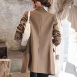 Autumn Winter Women Coffee Casual Blazer Coat Female Long Sleeve Double Breasted Solid Straight Ladies Jacket  Blazers