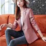 Office Ladies Pink Black Plaid Formal Blazer Coat Women Female Long Sleeve Single Button Slim Business Work Wear Jacket 
