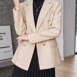 Blue Pink Apricot Women Blazer Ladies Formal Jacket Female Long Sleeve Double Breasted Solid Work Wear Coat For Autumn W