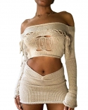 Q23st564  And    Suit Winter Woolen New  Long-sleeved Top Body-shaping Hollow Skirt