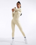 D23jp334  And    Autumn New Low-neck Tight Long-sleeved High-waisted Solid Color Sports And Fitness Jumpsuit