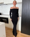  And  Fashion  High-slit Hollow Long Skirt Autumn Hot-selling Fashionable Tube Top Long-sleeved Dress