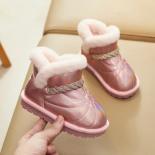 Kids Boots New 2024 Winter Outdoor Waterproof Non Slip Snow Boots Boys Girls Fashion Shiny Warm Plush Cotton Shoes Child