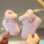 Calde scarpe per bambini in peluche nuove scarpe invernali per bambini 2024 in cotone moda fibbia stivaletti antiscivolo imperme