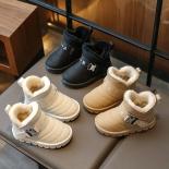 Kids Snow Boots 2024 Winter Plush Ankle Boots For Boys Girls Fur Warm Shoe Children Belt Buckle Non Slip Flats Kids Cott