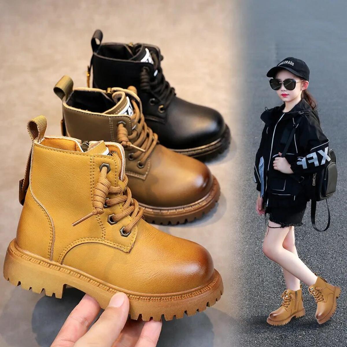 2024 Autumn Winter Baby Short Boots Boys Shoes Leather Children Boots Fashion Toddler Girls Boots Non Slip Snow Boots Si