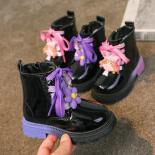 Nuevas botas para niña, otoño 2024, rosa, morado, charol, bonitas botas cortas para niños, talla 22 33, moda gruesa para niños p