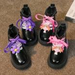 New Girl's Boots 2024 Autumn Pink Purple Patent Leather Cute Children Short Boot Size 22 33 Toddler Chunky Fashion Kids 